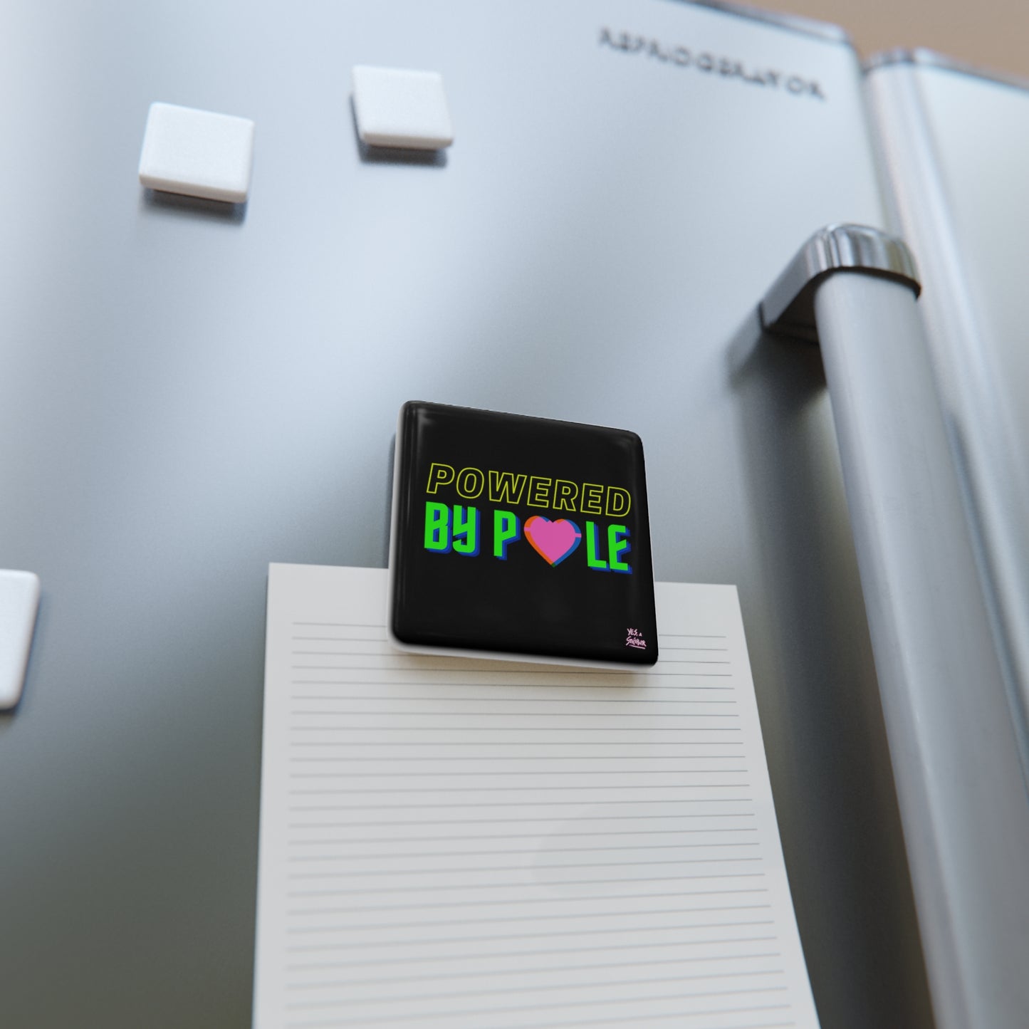 "Powered by Pole" Magnet BLACK